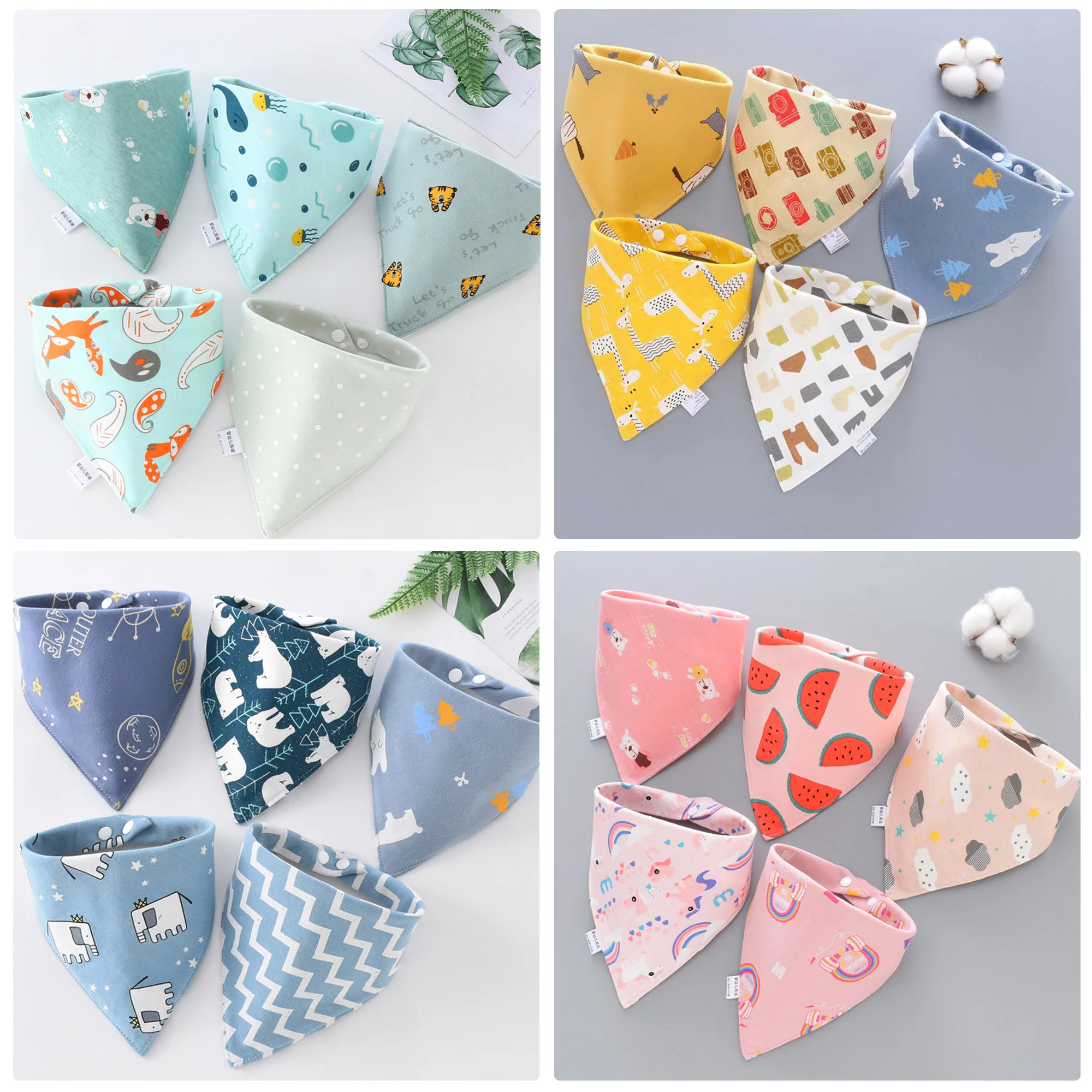 

5 шт./лот, детские нагрудники, хлопковое треугольное полотенце для слюны, аксессуары для новорожденных