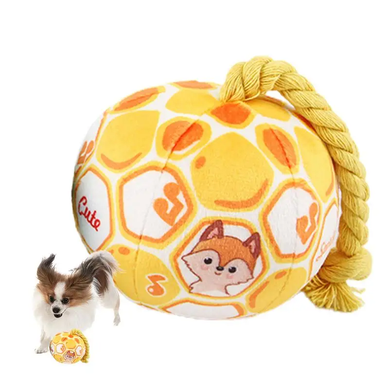 Dog Elastic Football Self-entertainment And Boredom Relief Cotton Rope Pull Ball Sound Cartoon Pet Ball Teeth Grinding Dog