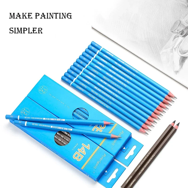 12Pcs 2B/4B Graphite Professional Drawing Pencils Students Stationery Items Kids Art Supplies Back to School Accessories Gift