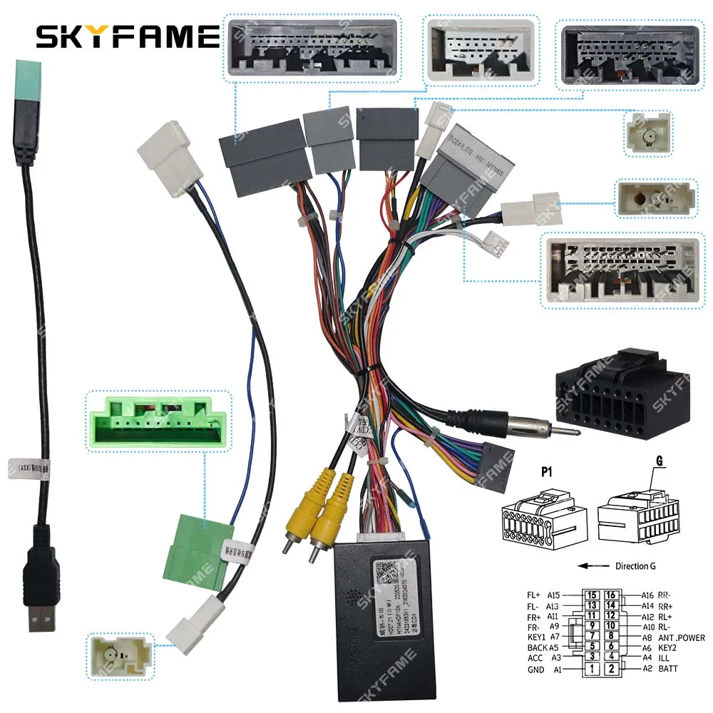 SKYFAME Car 16pin Wiring Harness Adapter Canbus Box Decode Android Radio Power Cabler For Honda Acura CDX