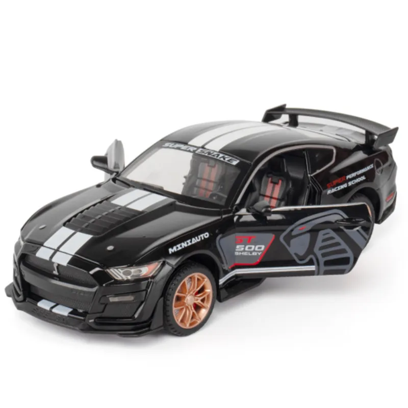 1:24 Ford Mustang Shelby GT500 Viper Model Sportowego Auta Wykonany ze Stopu Metalu, Odlewany, Zabawka, Model Samochodu Wyścigowego z Dźwiękiem i Światłem, Prezent dla Dzieci — 2