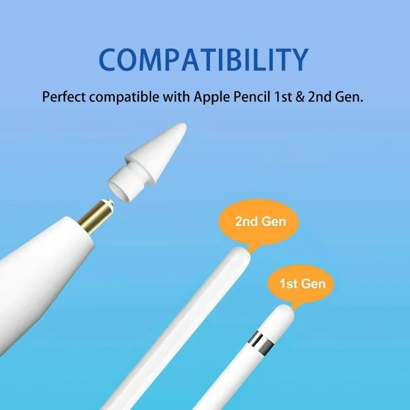 Replacement Pencil Tips for Apple Pencil 1st 2nd Generation iPencil Smooth Spare Nibs for iPad Pro Pencil 1/2 Stylus Fine Nib