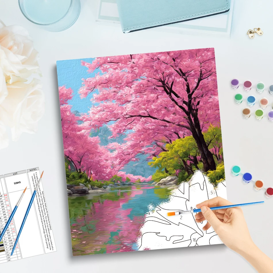 GATYZTORY Painting Paints By Numbers Landscape Forest scenery Watercolors Handpainted Oil Painting