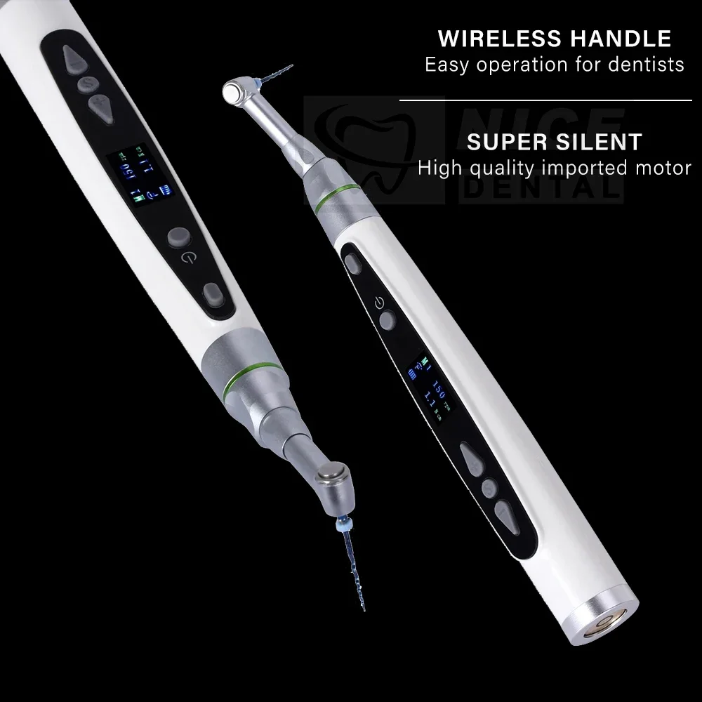 Den tal Motore Endo wireless intelligente con lampada a LED Manipolo contrangolo standard 16:1 Trattamento endodontico del canale radicolare 9 programmi