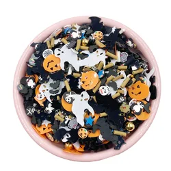 Mix Halloween czaszka duch Bat Pumpink luźne cekiny glina polimerowa zraszacze dla majsterkowiczów konfetti brokatowe cekiny szlamowe wypełnienie