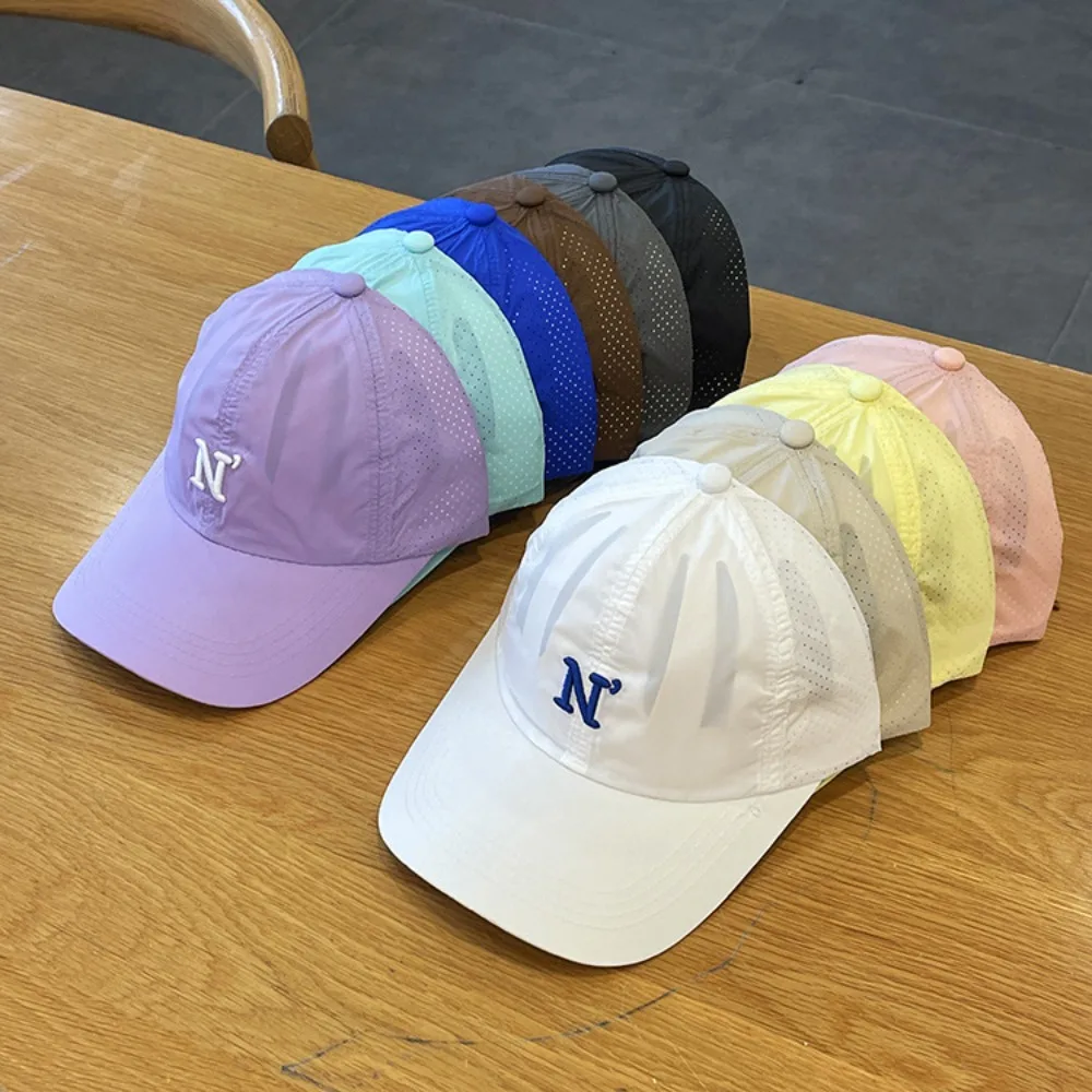 

Letter N Embroidery Quick Dry Baseball Cap Sun Protection Ultra Thin Men Snapback Cap Peaked Cap Candy Color Trucker Hat Running
