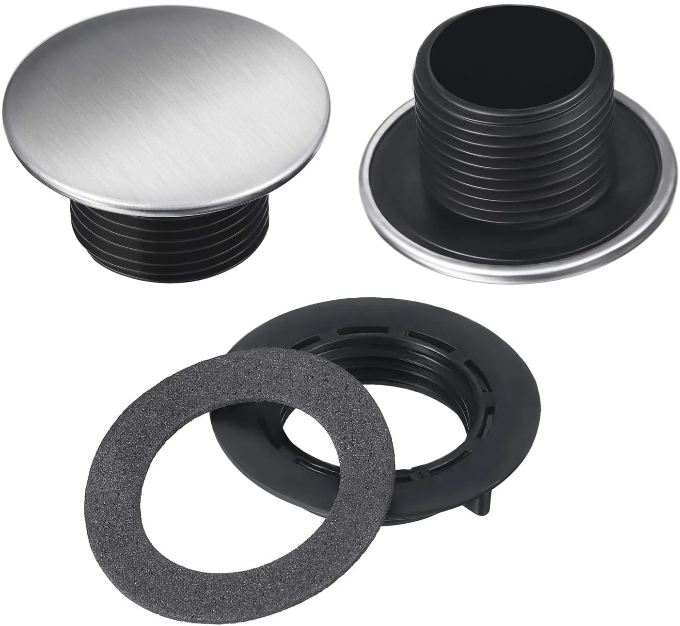 Stainless Steel Kitchen Sink Tap Mounting Hole Cover Set 2 Pieces Compatible with 26mm Through 32mm Diameter Faucet Holes