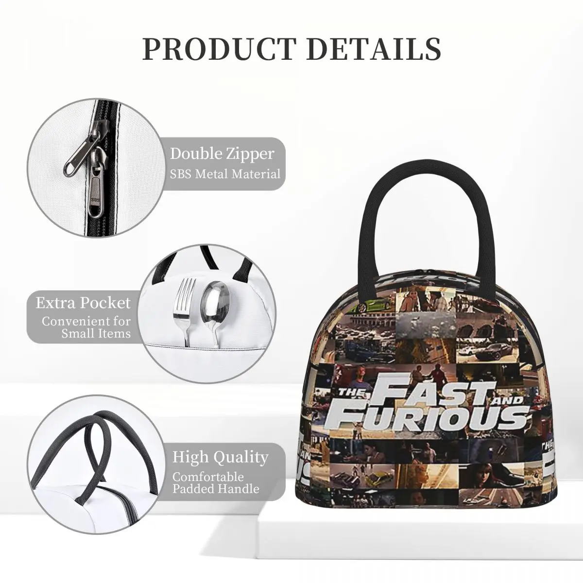 

Изолированная сумка для обеда Fast And Furious Legends Tribute для женщин и детей, портативные коробки для еды, термобокс для обеда, сумка