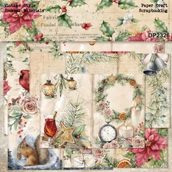 Panalisaraft 8 arkuszy A5 rozmiar w stylu Vintage boże narodzenie Scrapbooking wzór papieru fantazyjny kartonowe opakowanie lekki ręcznie robiona kartka papierowa