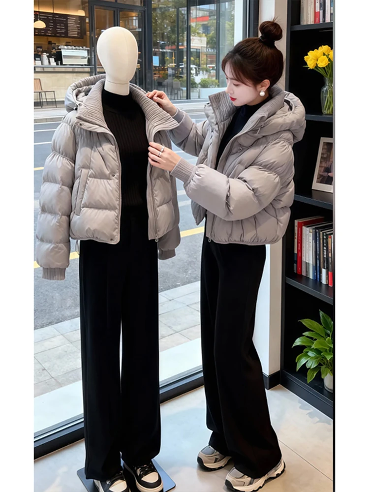 

Утепленная теплая короткая пуховая куртка из хлопка для женщин: модная универсальная верхняя одежда на зиму, универсальное пальто для любого размера