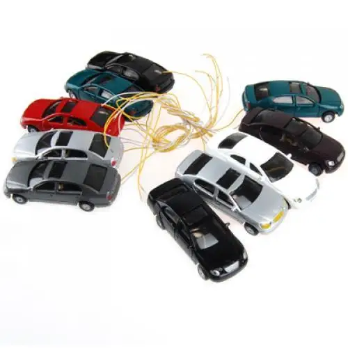 10x 1/100 HO Scale Miniature Car Model with Lights Buildings Scene Accessory