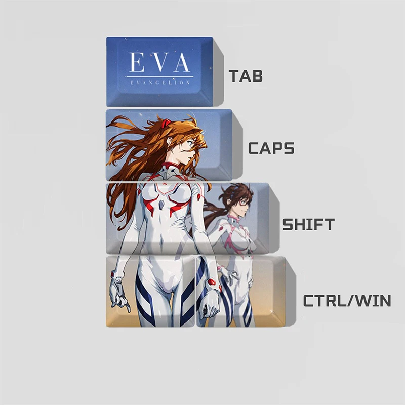 Teclas de Anime EVA Asuka Shikinami Langley, Juego de Teclas Personalizadas para Teclado Mecánico, Decoración de Teclado para Cosplay y Juegos, Regalos Perfectos para Fans
