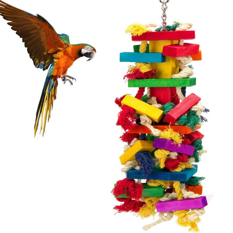 Toy Bird Large and Medium-Sized Macaw Nibbling Toy Wooden Color Toy Birds Supplies Factory Direct Sales in Stock