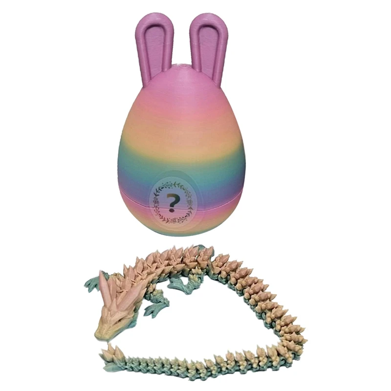 Easter Bunny Ear Eggs With Dragon Full Articulated Dragon In Egg Crystal Dragon Fidget Toys 1 sztuka