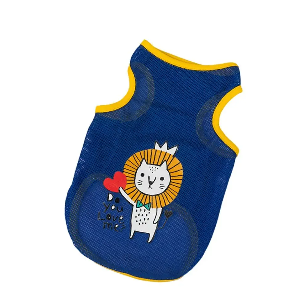 Cute Summer Pet Vest Mesh Cool Breathable Dog Clothes Cartoon Casual Kitten T-shirts for Small Medium Dog