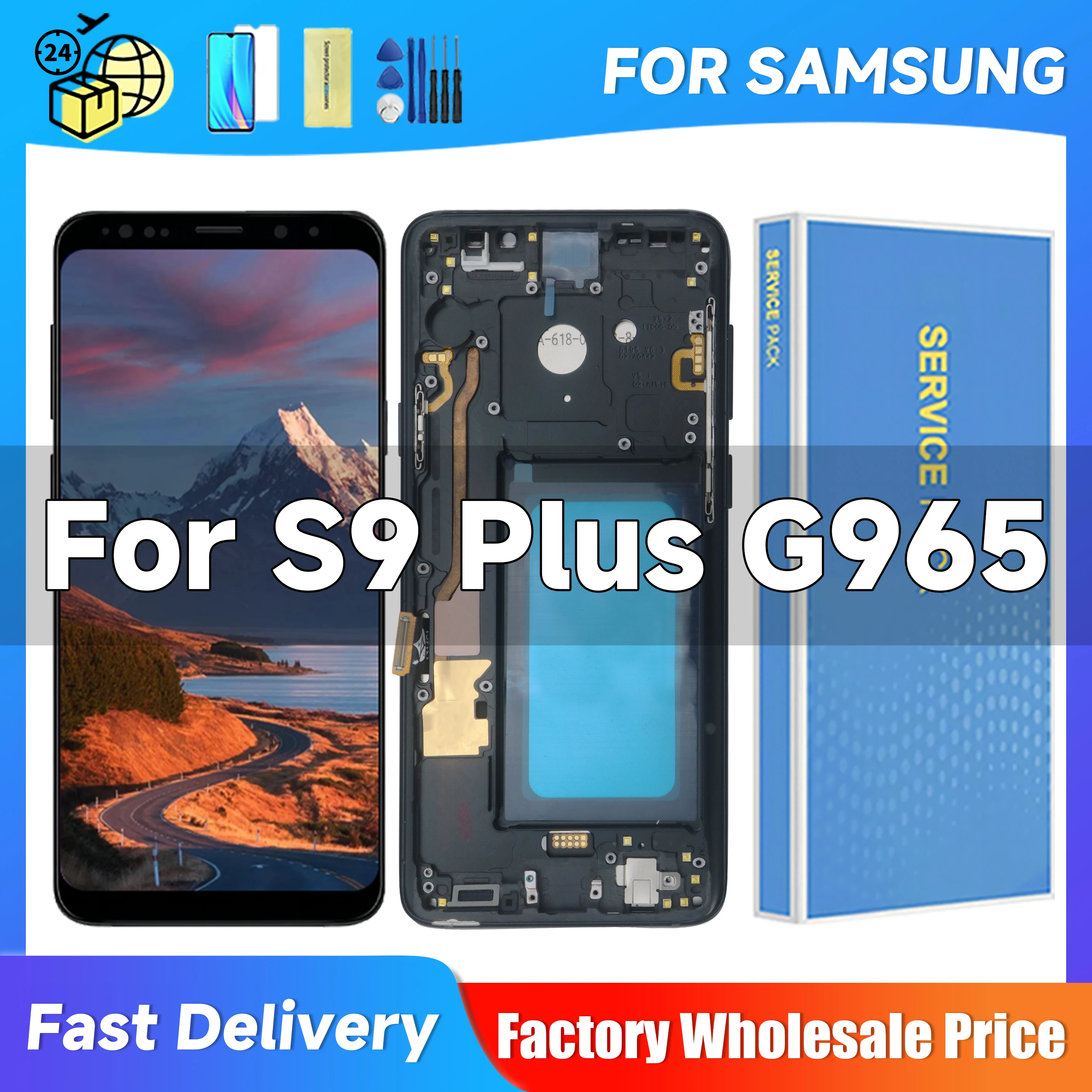ЖК-экран Samsung Galaxy S9 Plus с рамкой, протестированное качество AAA, совместимый с моделями SAMSUNG Galaxy