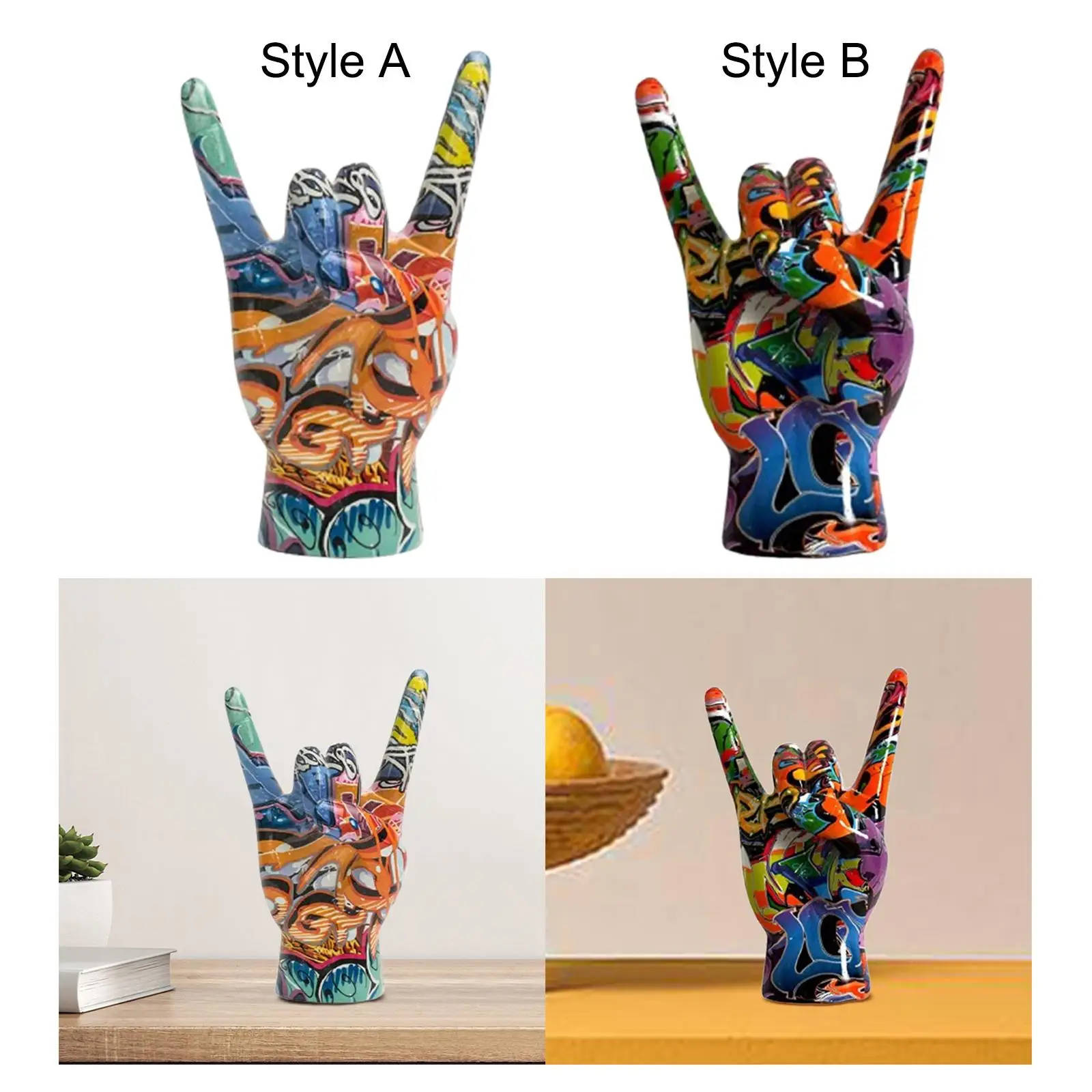 Hand Gesture Statue Decoration Crafts Hand Gesture Desk Statue Hand Decor Sculpture for Fireplace Indoor Office Bedroom Tabletop