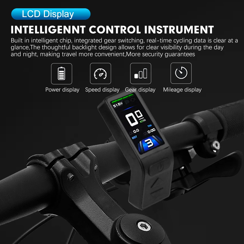 Ebike عرض 24 فولت 36 فولت 48 فولت KT TF04 عرض دراجة كهربائية Kunteng لوحة تحكم ذكية عرض لمجموعة محرك الدراجة الكهربائية #4