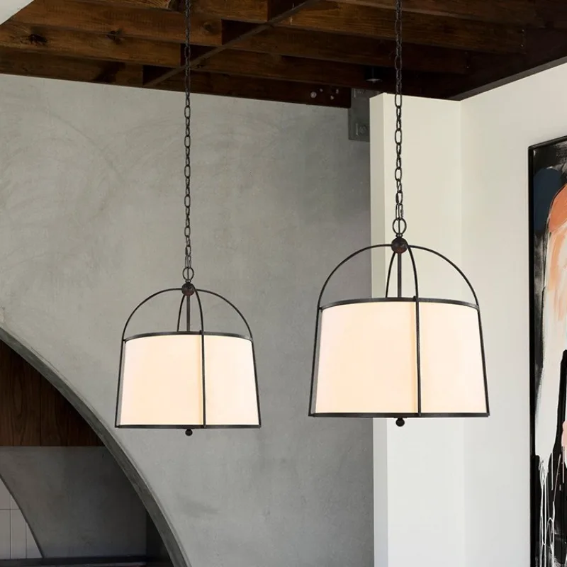 Creative Personality Fabric Pendant Lights with Spotlight Japanese Wabi Sabi Style Restaurant Kitchen Table Retro Hanging Lamps