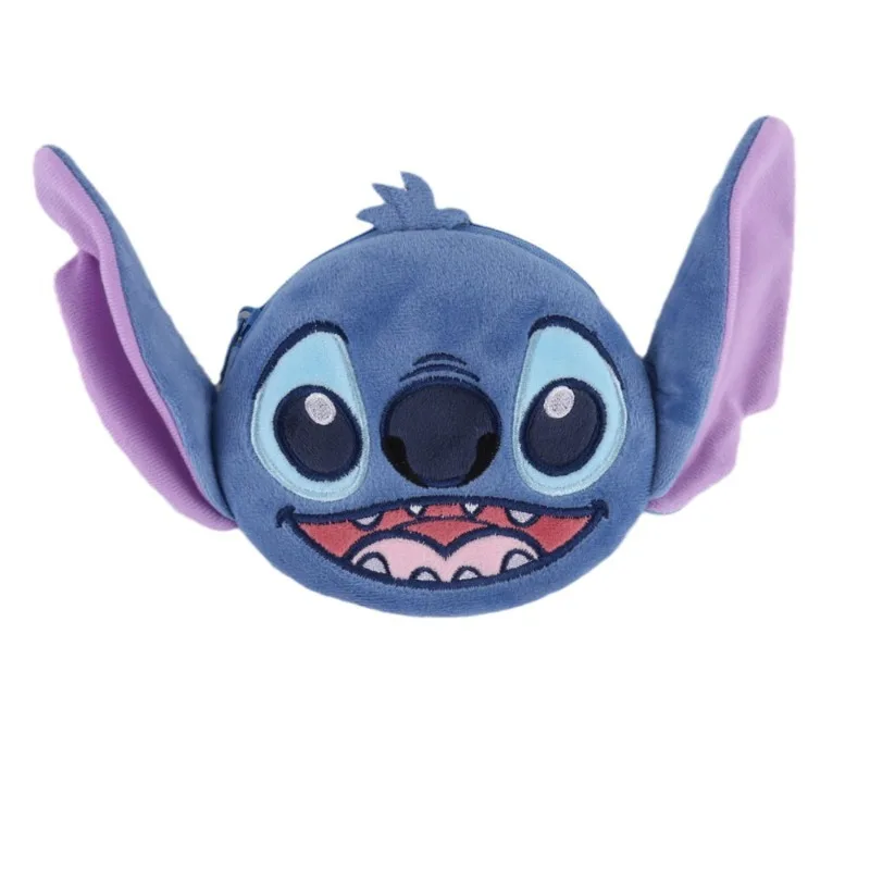 Disney-Lilo & Stitch Plush Coin Purse para crianças, bonito dos desenhos animados Coin Bag, titular do cartão, acessórios pingente para meninas, presente para crianças