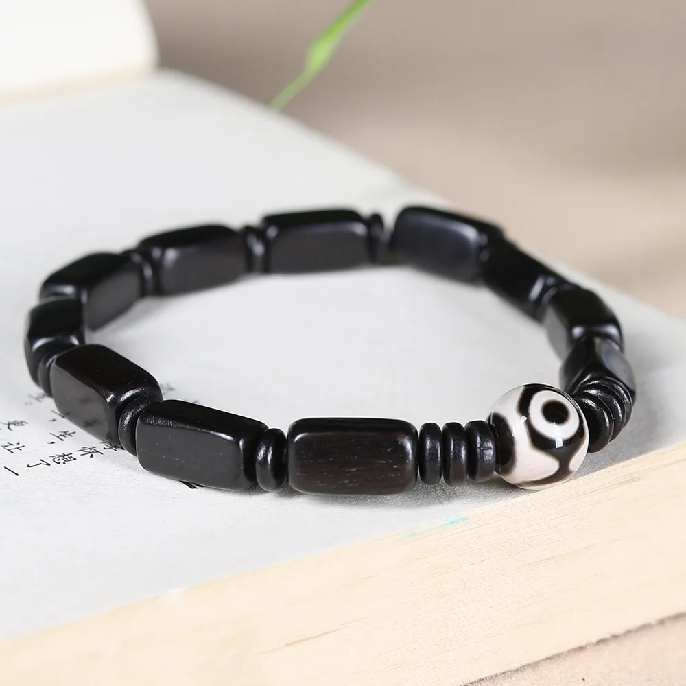 Natural Ebony Purple Sandalwood Freeform Square Bead Bracelet Fashionable DIY Unisex Single Loop Jewelry Gifts