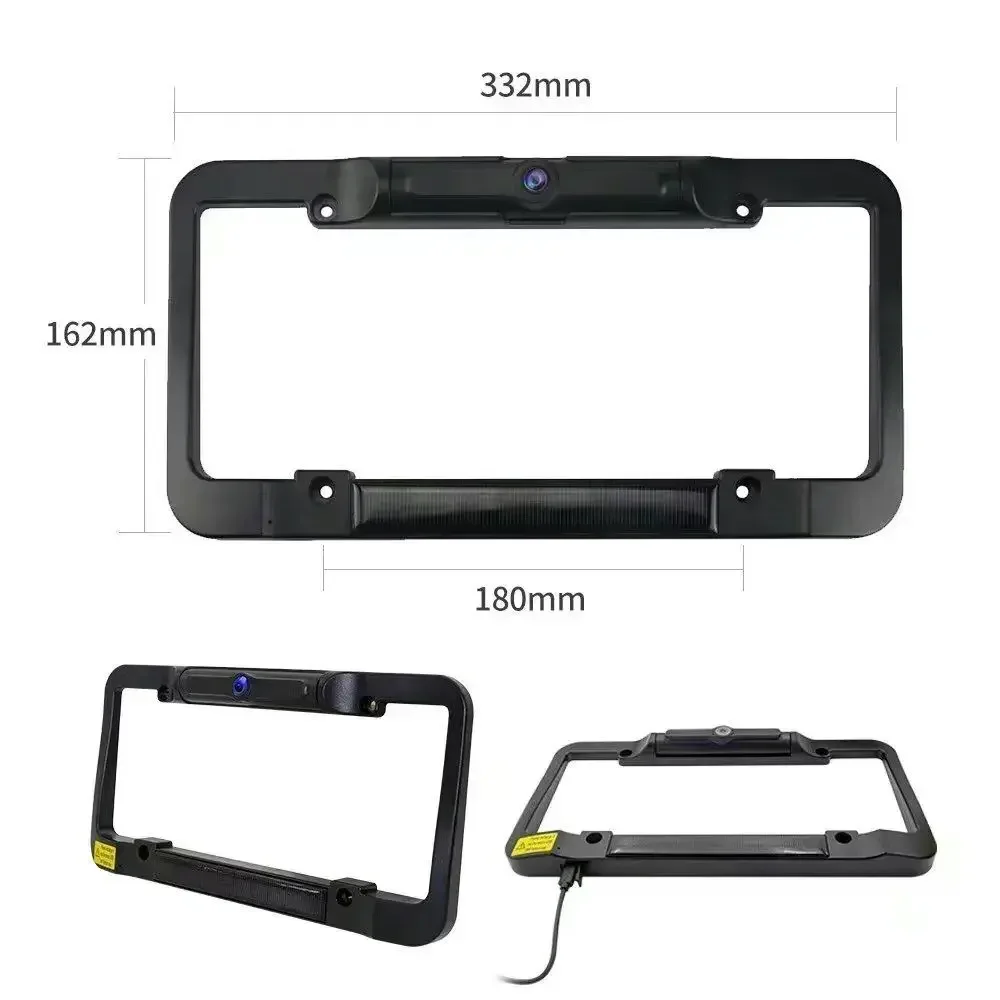 green new energy solar power US License plate wireless reverse camera with parking lines with 4.3 inch TFT LCD dash cam monitor