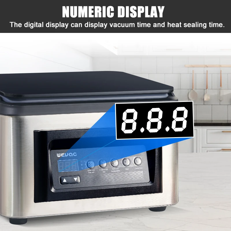 Vacuum Sealer With 340W Double Heat Strips Full Automoatic Single Chamber Vacuum Heat Sealing Machine With Liquid Moist Dry Food