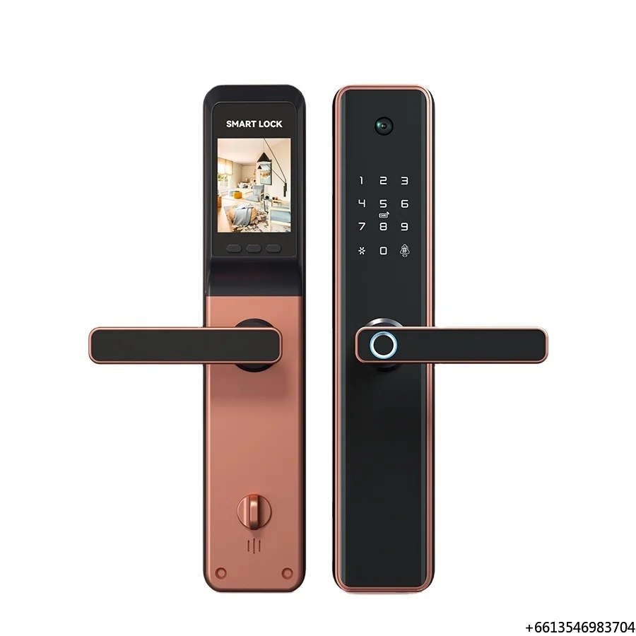 Sinovo Smart Door Lock Tuya Wifi Fingerprint Face Recognition Automatic Cat Eye Camera Key Capture Function SDK Network Included