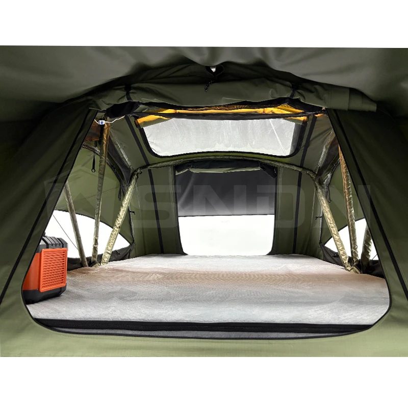 SNDN High Quality Soft Shell Roof Top Tent 4X4 Car Offroad Camping Waterproof Side Opening Rooftop Tent 4 Person With Ladder