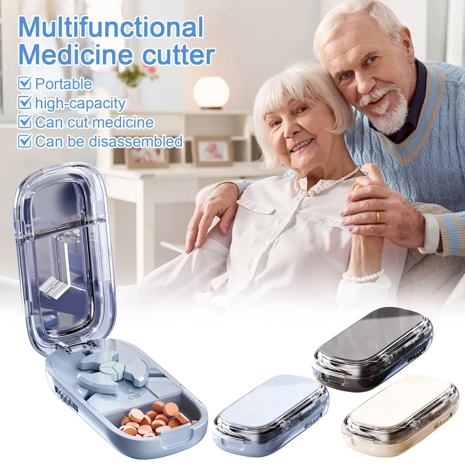 

Three-Part Pill Box Everyday Portable Pill Box Medicine Organizer Black Plastic Pill Storage Box Container Portable Pill Case