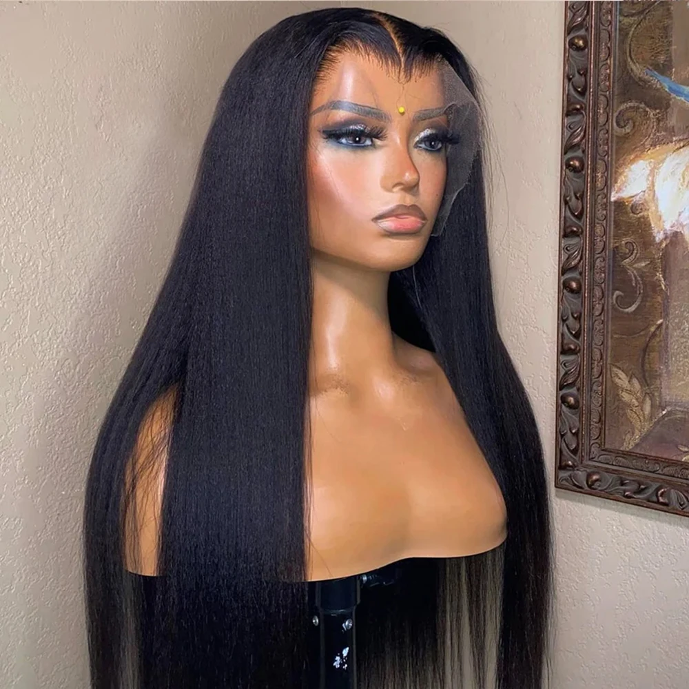 30 40Inch Transparent Kinky Straight 13x6 360 HD Lace Frontal Wigs 13x4 Yaki Straight Lace Front Human Hair Wig Pre Plucked 300%