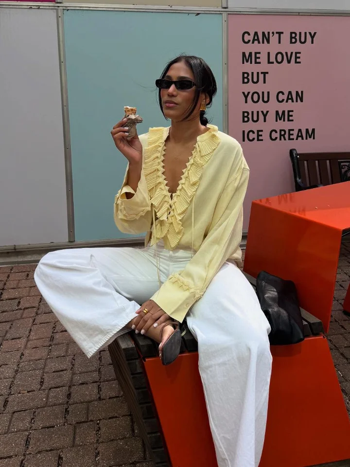 Women Yellow Chiffon Ruffle Blouse Summer Loose Top