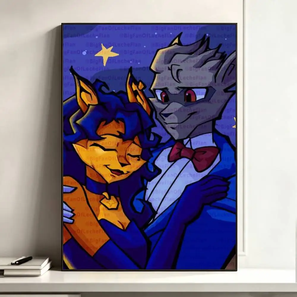 Bentley Shrewd Sly Cooper  Poster Waterproof Wall Art Sticker For Bar Living Room Vintage Decor High Quality Print Gift