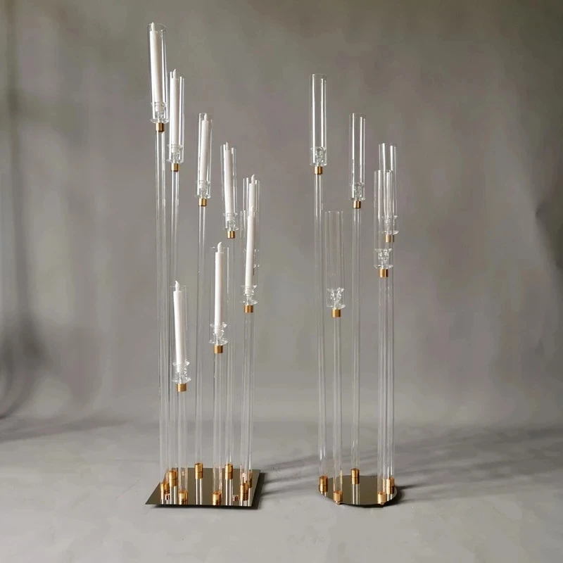 2/4/5/6/10set Candle Holders 8/5Heads Table Candelabra Wedding Centerpiece Pillar Stand Road Lead Party Candlesticks Home Deco
