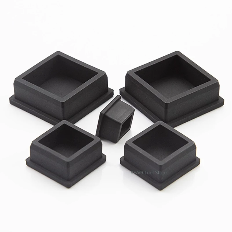 T자형 실리콘 고무 홀 플러그 검정색 사각 튜브 내부 플러그 커버 9.6~50.6MM