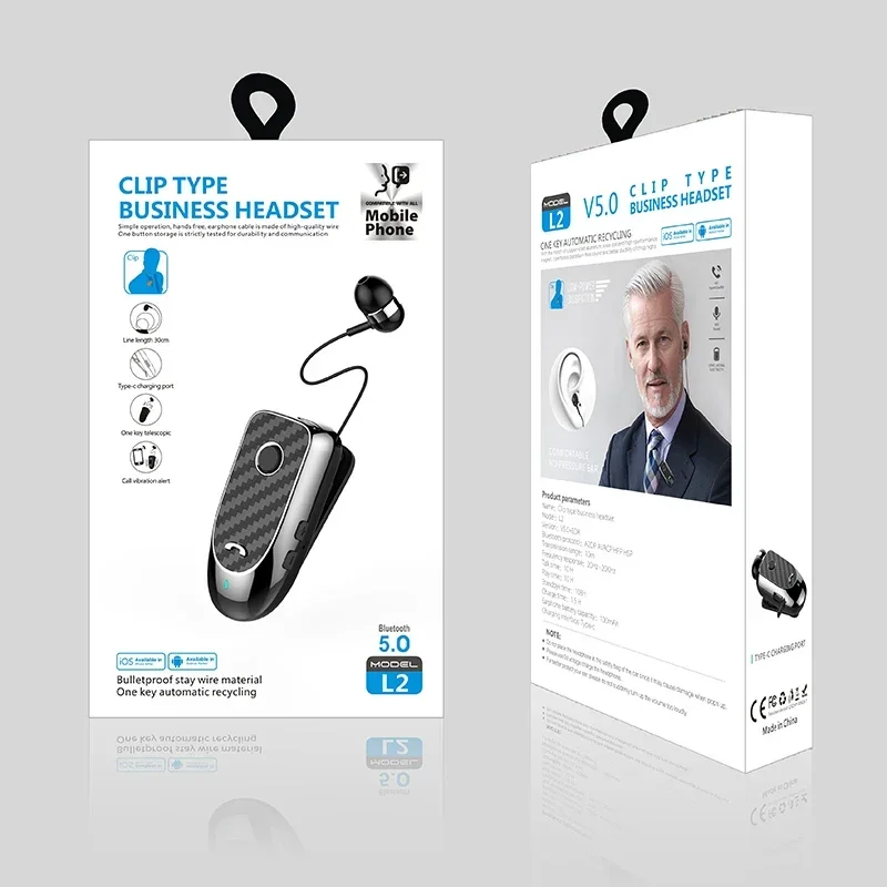 2022 L2 Mini auricolare Business Bluetooth cuffie cuffie senza fili a cancellazione di rumore auricolari vibrazione per chiamate telefoniche