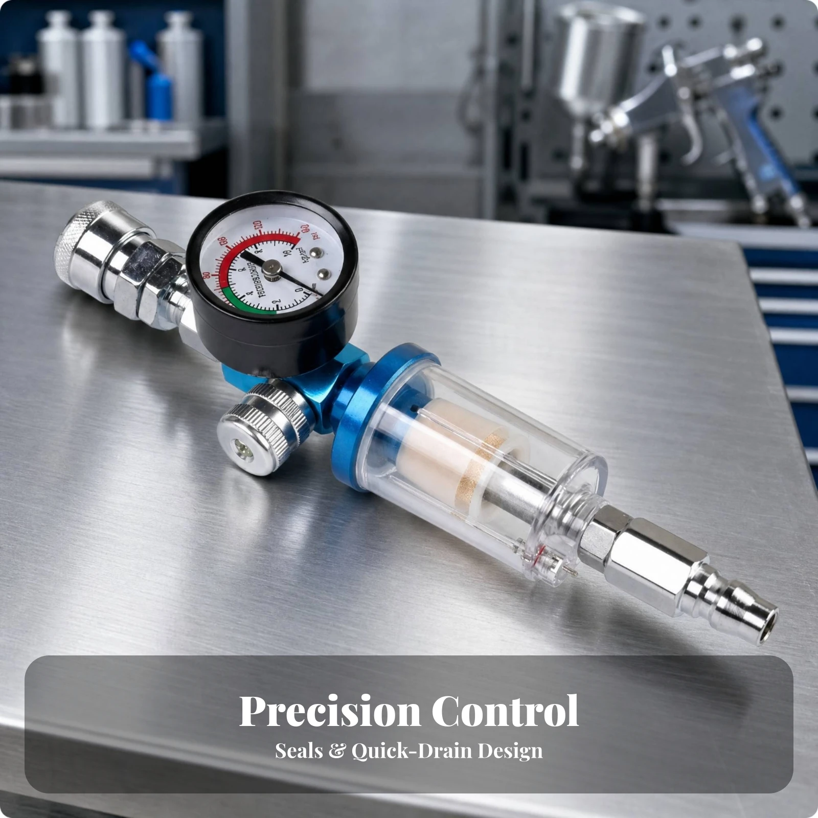 Spray Air Regulator Easy to Operate Compressed Air Regulator with Pressure Gauge Pneumatic Tool Accessory High Air Delivery