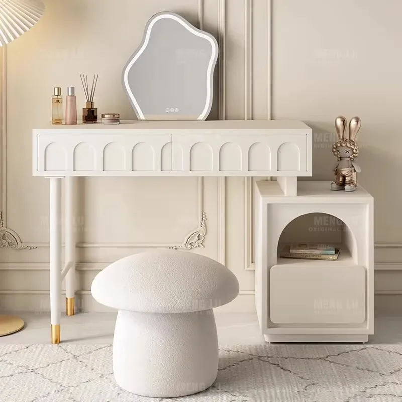 Make Up Mirror Vanity Table Wooden Aesthetic Beauty Space Saving Dresser Bedroom Organizer Coiffeuse Chambre Home Furniture