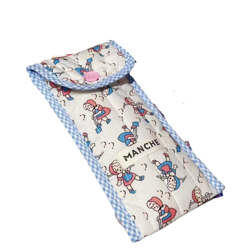 Astuccio semplice in cotone morbido floreale stile pastorale retrò carino Kawaii ragazza studente cancelleria materiale scolastico torna a scuola