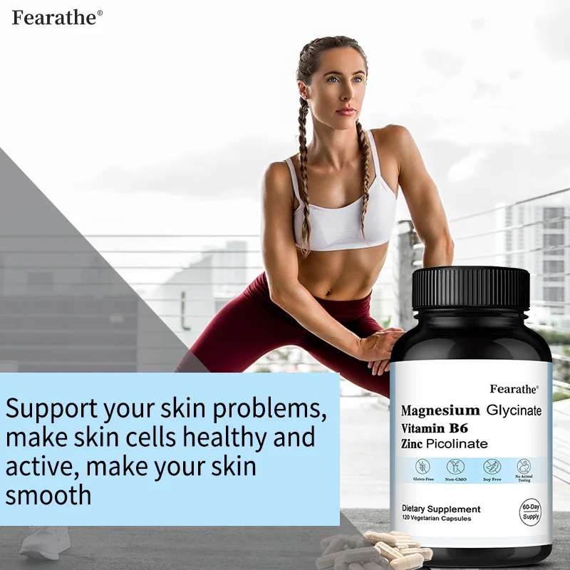 

Magnesium Glycinate with Zinc, Vitamin B6 – Deep Sleep, Stress Relief, Muscle Relaxation, Joint, Nerve & Heart Health, Non-GMO