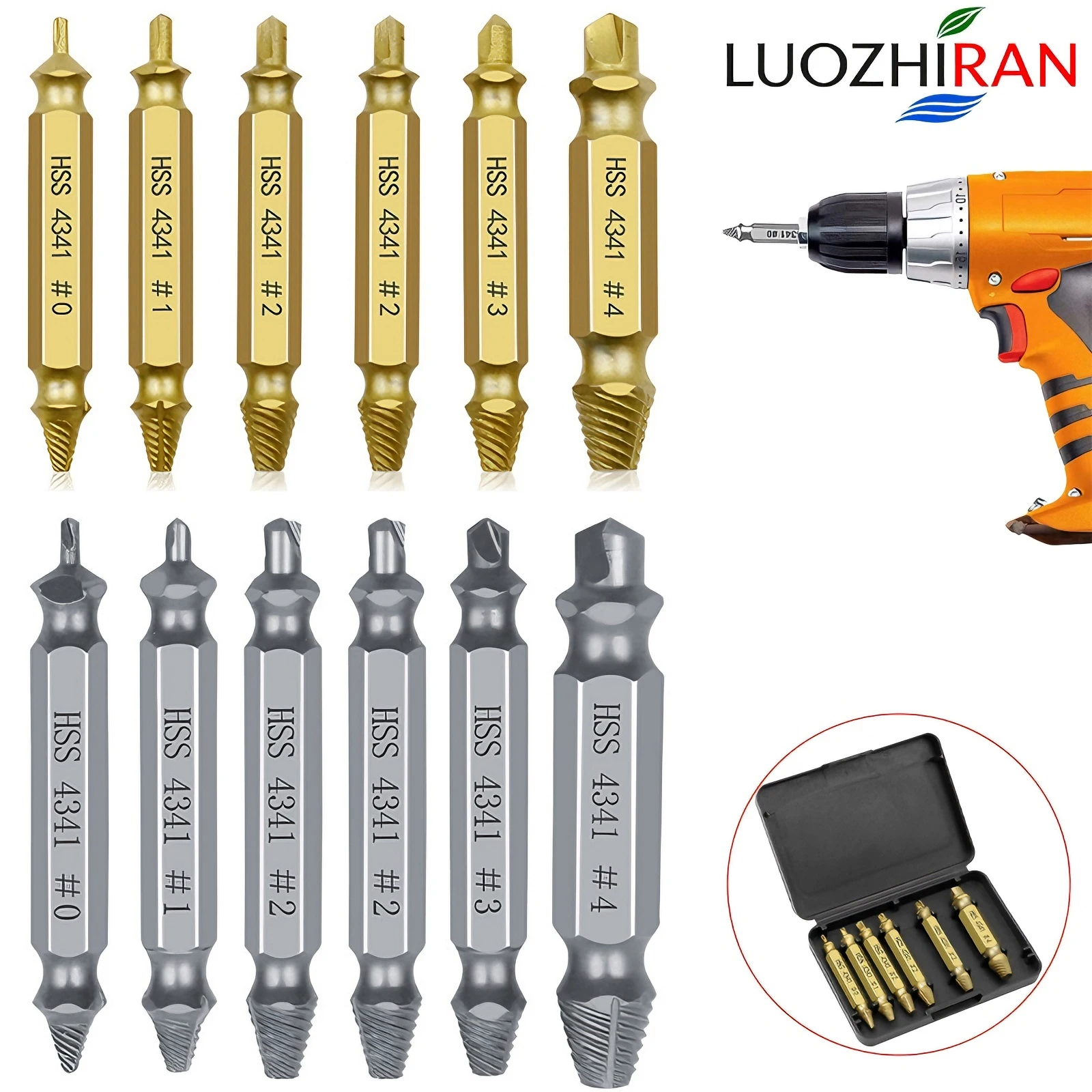 Juego de 6 extractores de tornillos dañados, brocas HSS para remover tornillos rotos y desgastados, destornillador de extracción rápida para accesorios de herramientas eléctricas