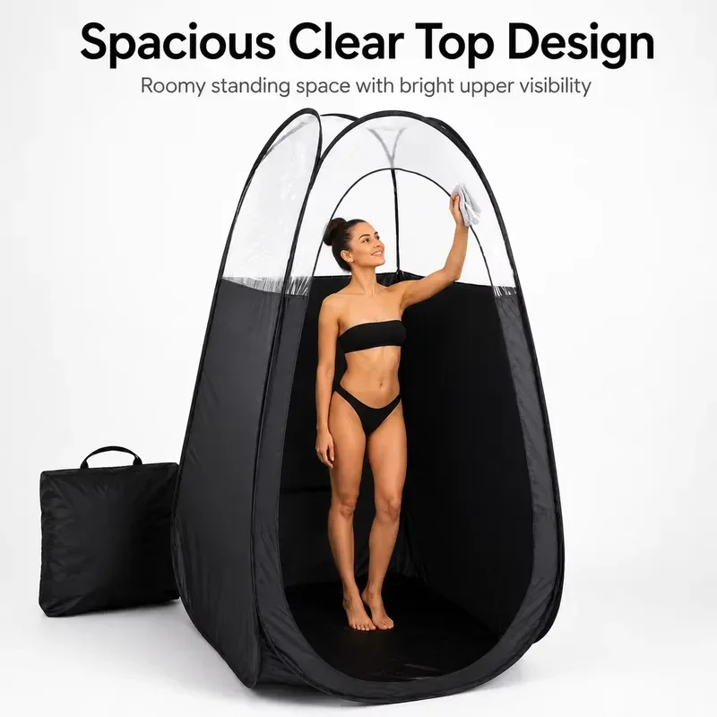 88 Inch Pop Up Shower Tent Portable Waterproof Privacy Canopy Transparent Outdoor Camping Changing Room Toilet Shelter for