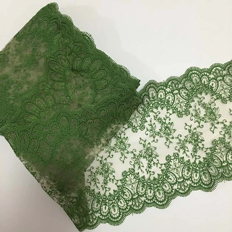 

20Yds Fashion Design Tulle Embroidery Floral Border Lace Trim Underwear Accessories Green Lace Fabric for Lingerie 2026