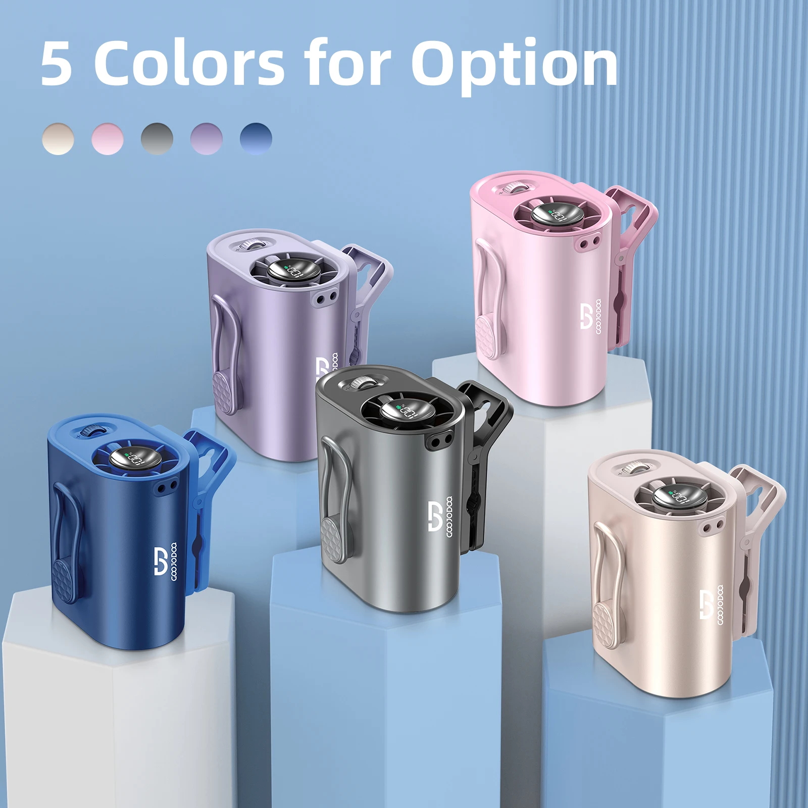 3600mAh Waist Fan with Wind Speed 11m/s, Running Time 9 Hours, 360° Adjustable 100 Levels Suitable for Outdoor Travel Stroller
