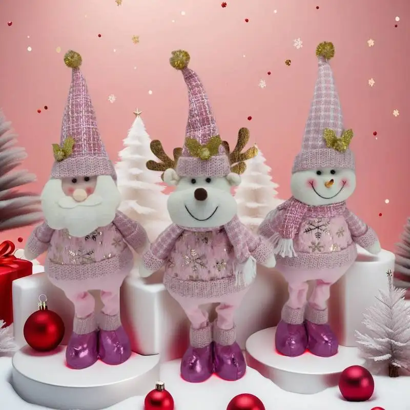 

2025 Pink Christmas Doll Decoration Santa Claus Doll Christmas Snowman Decorations Christmas Supplies Adornos