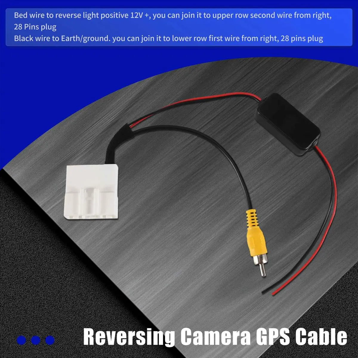 #21B  Car Camera Adapter,24 Pin Car Camera Adapter Connector Wire Reversing Camera to GPS Head (White&black)