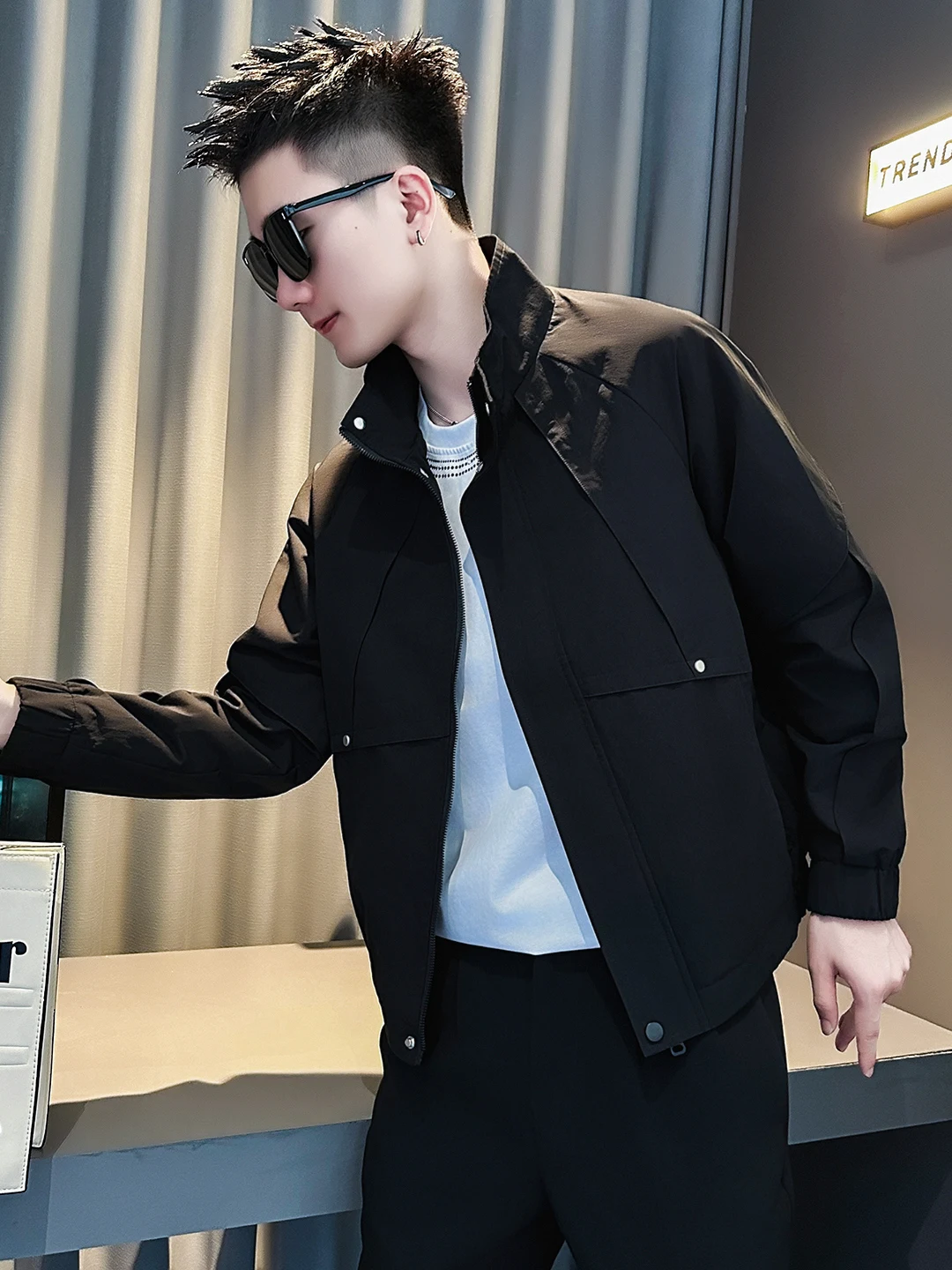 

너 коричневый деконструированный воротник-стойка Jaet Мужская высококачественная повседневная модная верхняя одежда Simple New Sle из полиэфирного волокна