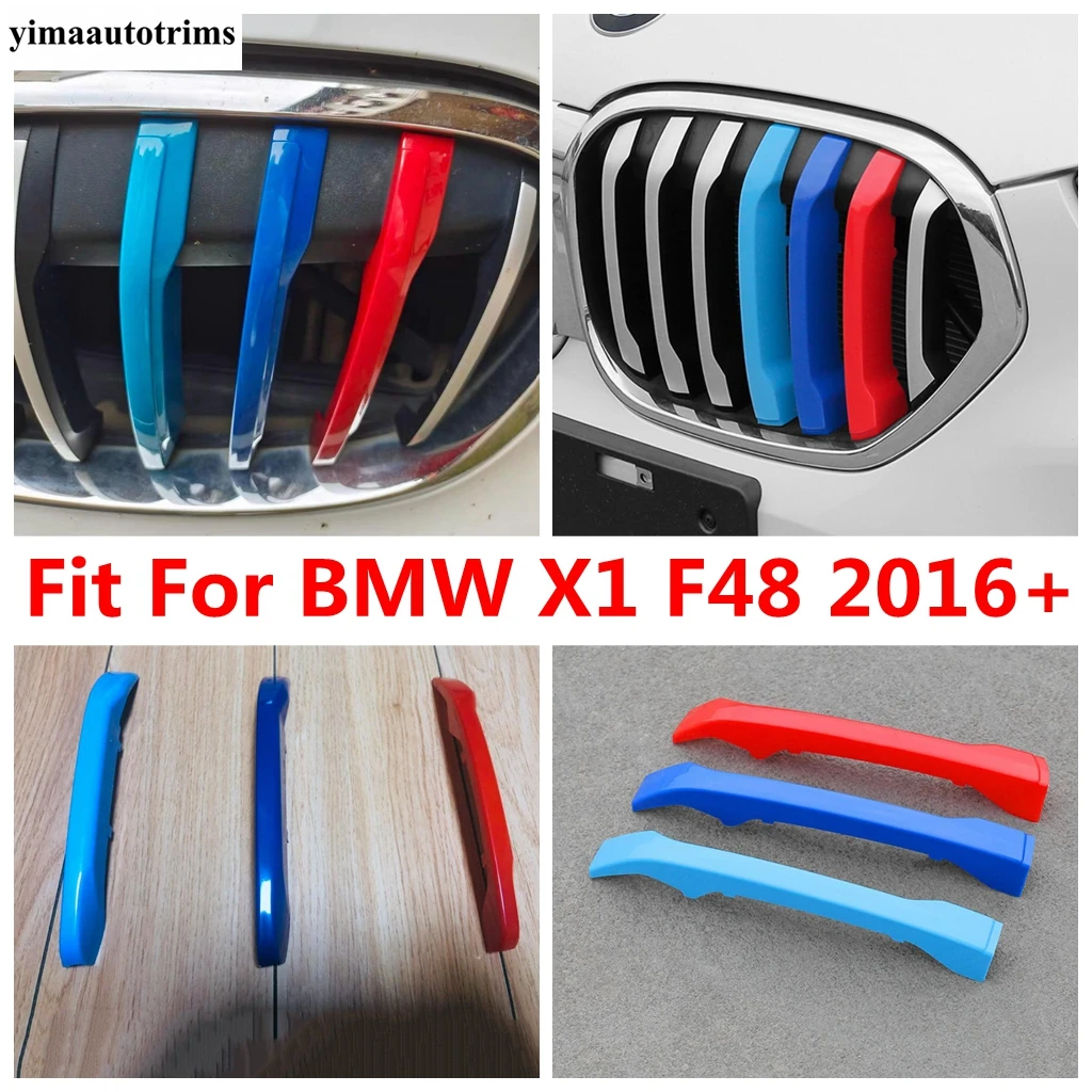 

For BMW X1 F48 2016 - 2021 3PC Three Color Front Grille Air Intake Mesh Net Decorative Strip Decoration Cover Trim Accessories