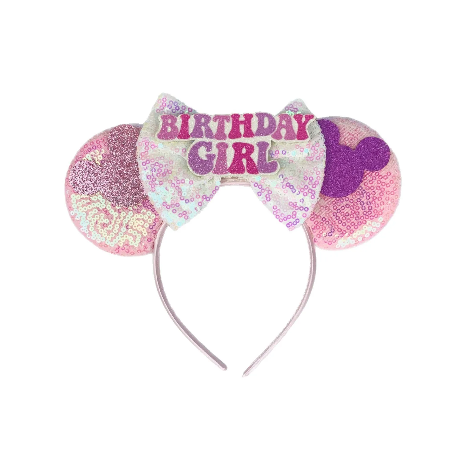 عصابة رأس مينيسو ديزني سبوت، عصابة رأس مزخرفة للأذن، نظارات لامعة، عصابة رأس على شكل فيونكة للنساء