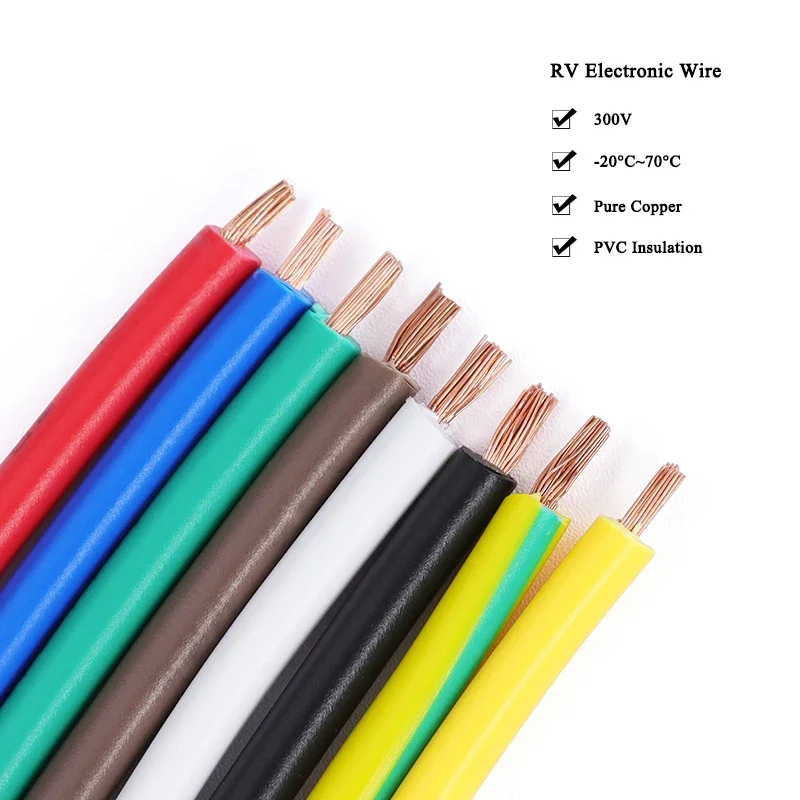 

RV Copper Wire Flexible Cable Electric PVC Electrical Cable 300/500V Single-Core Multi-Strand Flexible Wire For Car Audio Wires